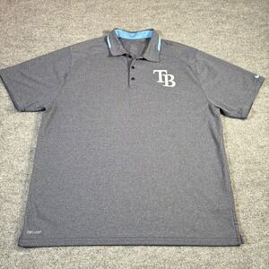 Nike Tampa Bay Rays Polo Shirt Mens XL Gray Dri-FIT MLB Baseball Performance